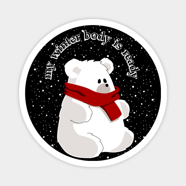 Polar bear winter body Magnet by Pestach